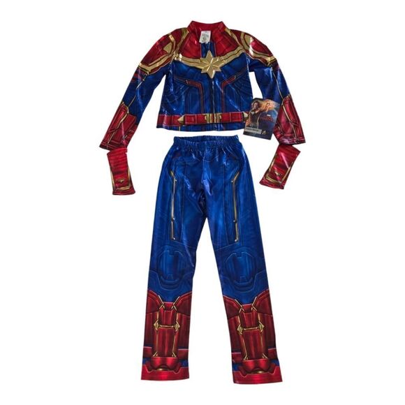 Disney Captain Marvel Costume Tweens NWT Girls Superhero Fancy Deluxe Halloween - Picture 1 of 16